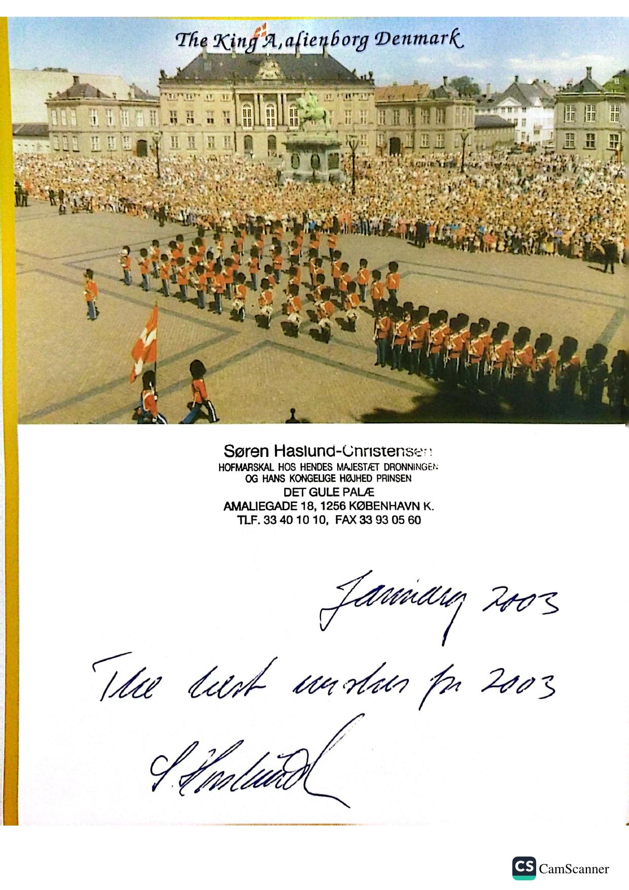 Danish Royal Court — Best wishes for 2003 from the Danish Royal Court